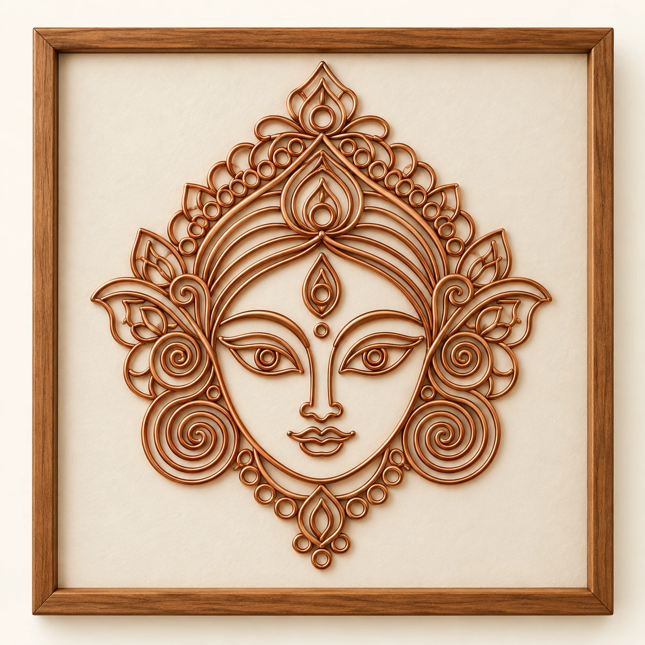 Durga Mahamaya — framed copper wire wall art