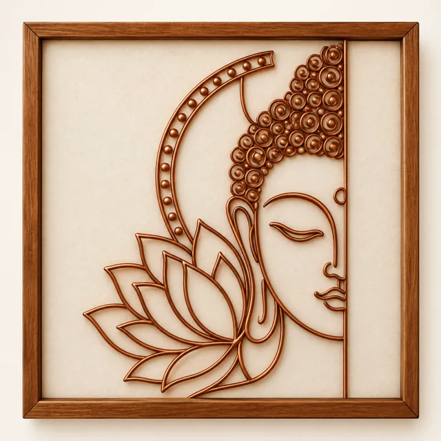 Buddha in Meditation — framed copper wire wall art