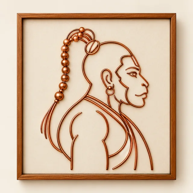 Hanuman — framed copper wire wall art