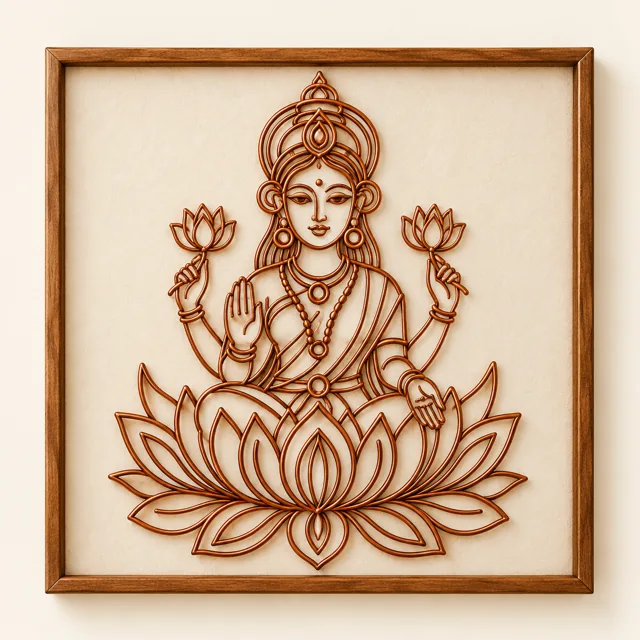 Lakshmi — framed copper wire wall art