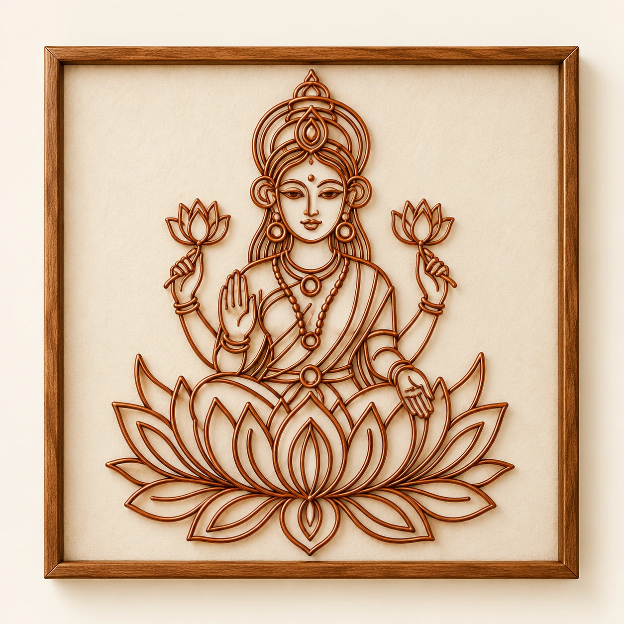 Lakshmi — framed copper wire wall art