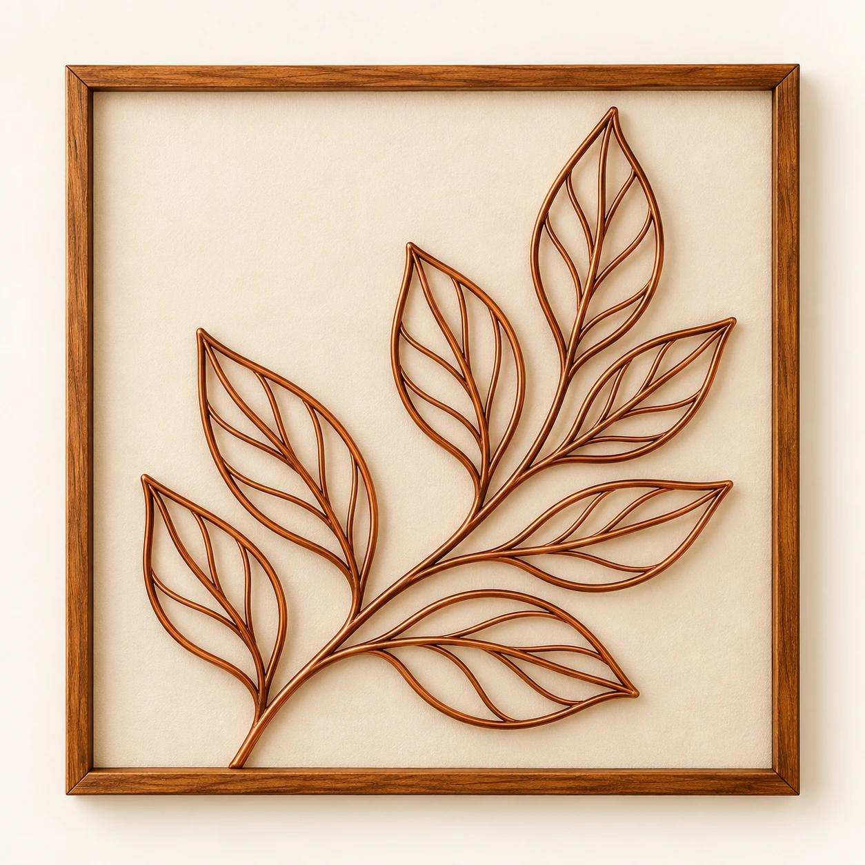 Leaf Harmony — framed copper wire wall art