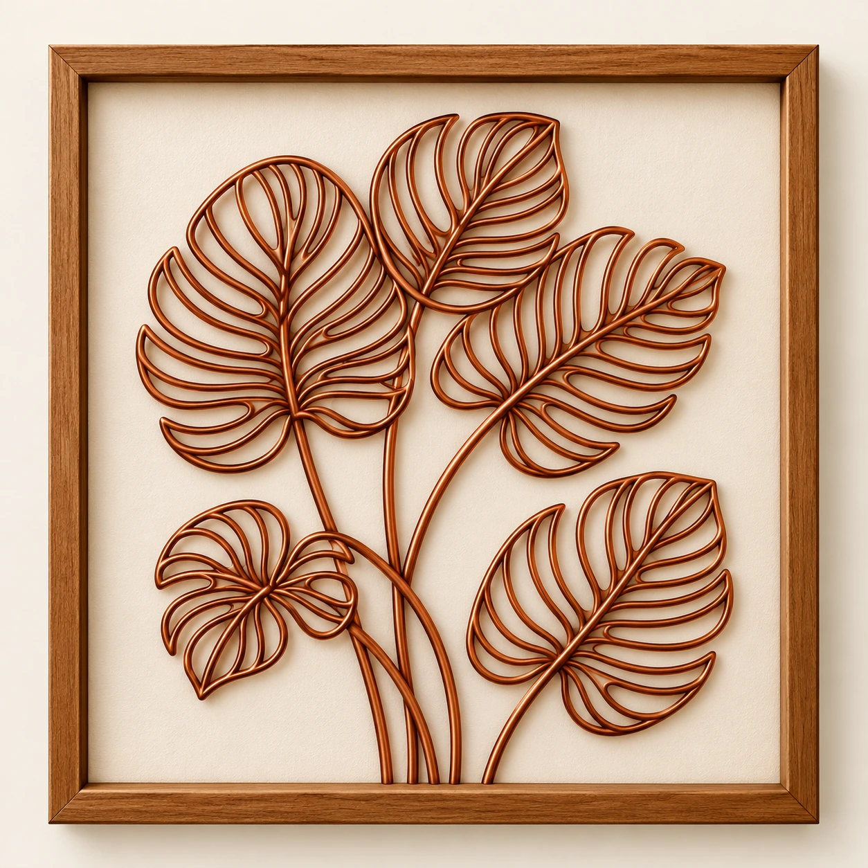 Monstera Leaves — framed copper wire wall art