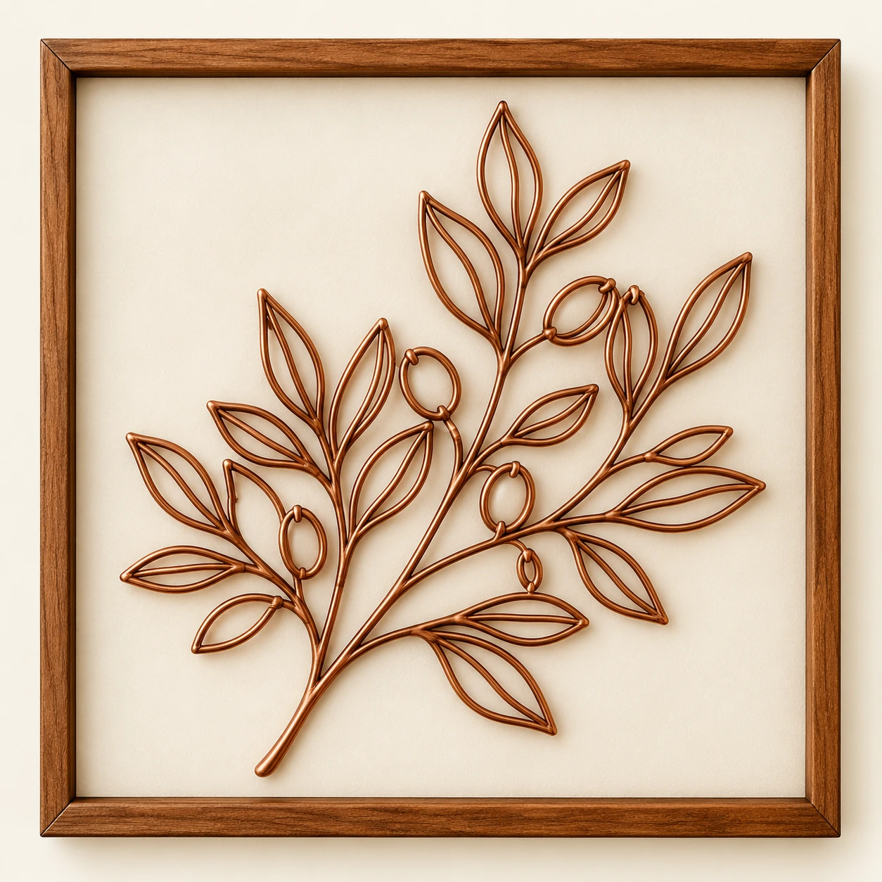 Olive Branch — framed copper wire wall art