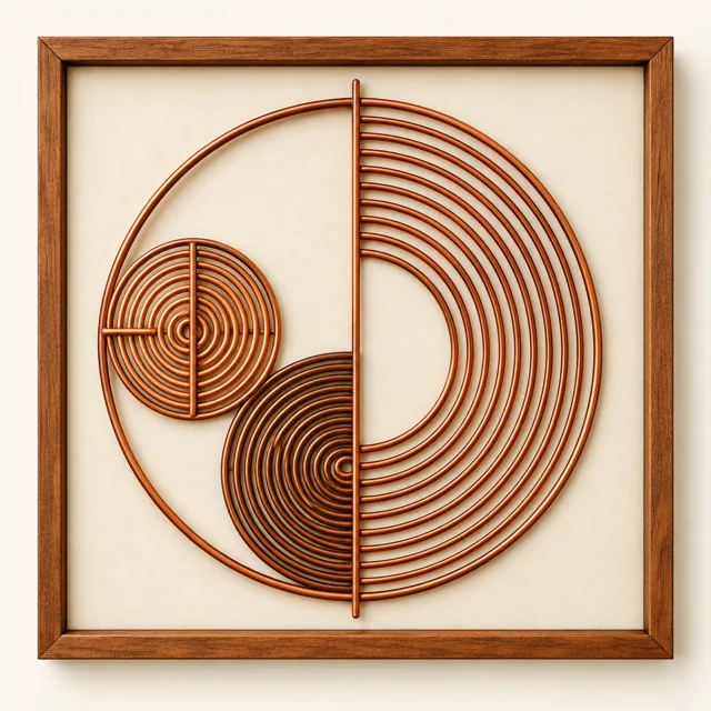 Circular Harmony — framed copper wire wall art
