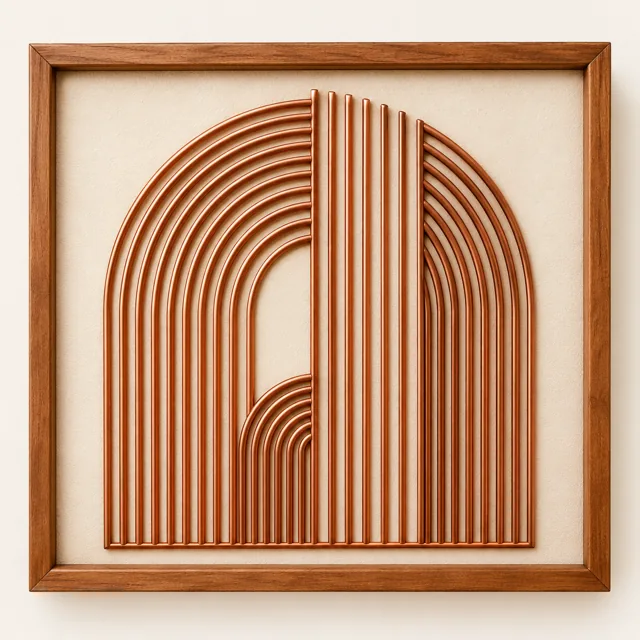 Layered Arches — framed copper wire wall art