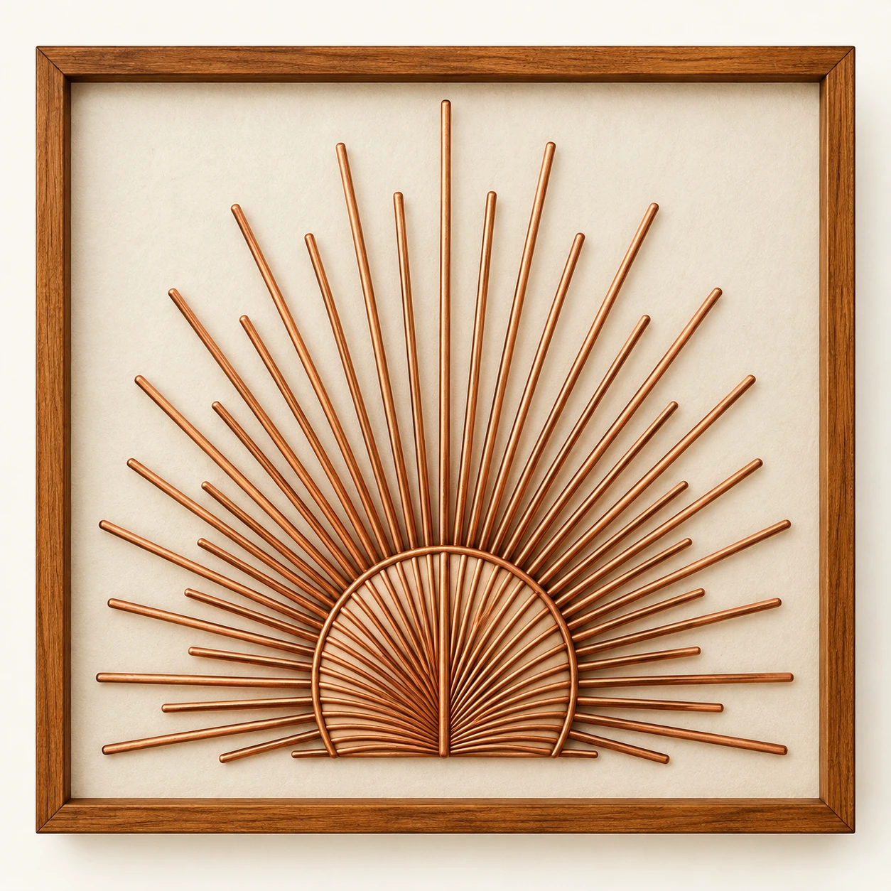 Sunburst — framed copper wire wall art