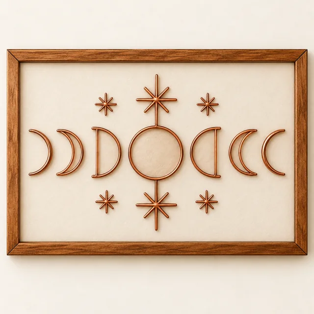 Moon Phases — framed copper wire wall art
