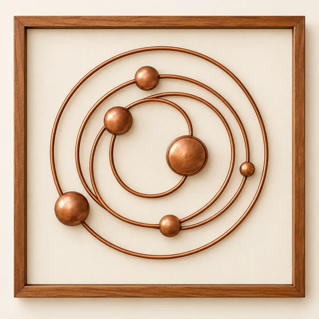 Cosmic Orbit — framed copper wire wall art