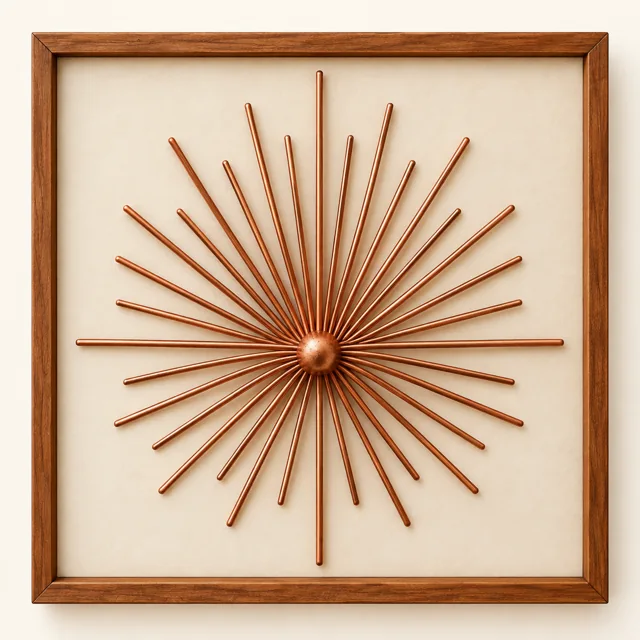 Starburst — framed copper wire wall art