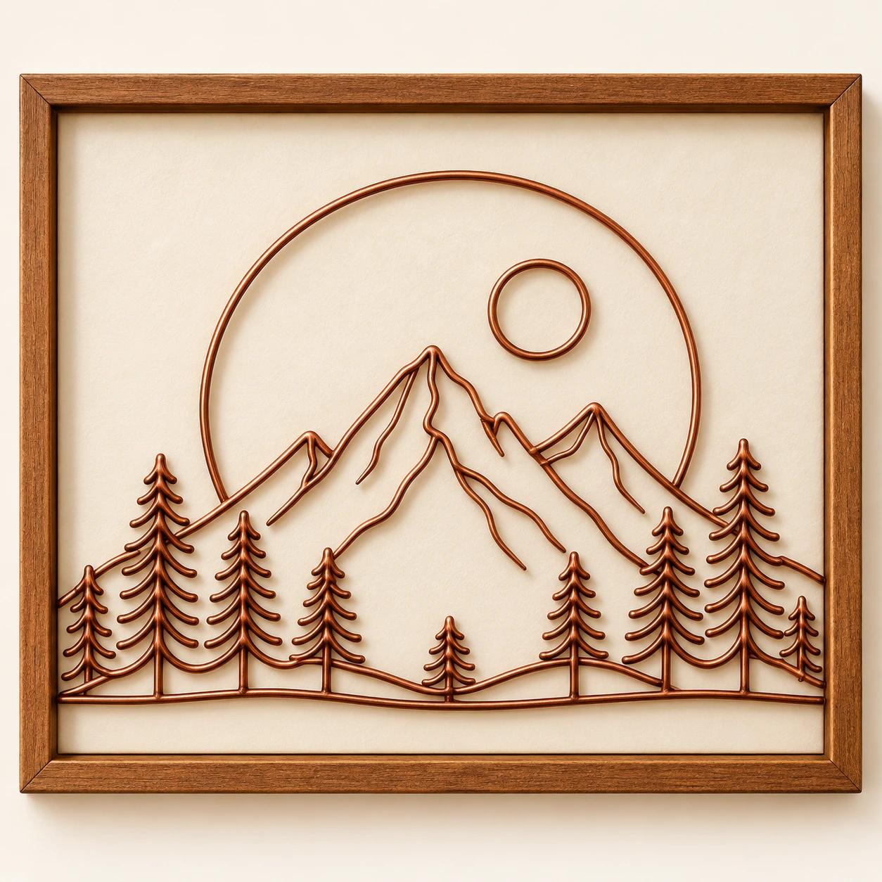 Celestial Mountain — framed copper wire wall art