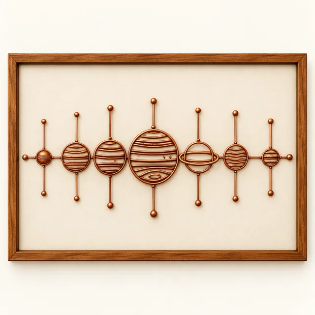 Planets Alignment — framed copper wire wall art