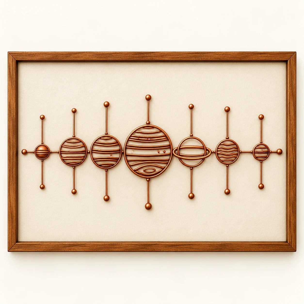 Planets Alignment — framed copper wire wall art