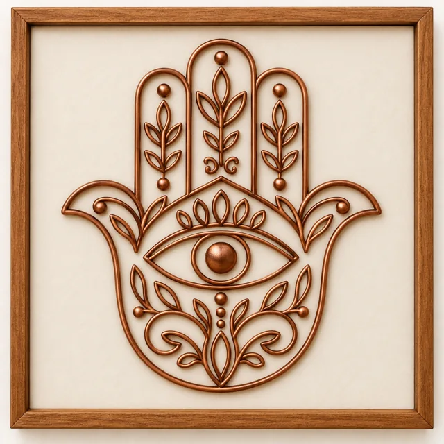 Hamsa — framed copper wire wall art