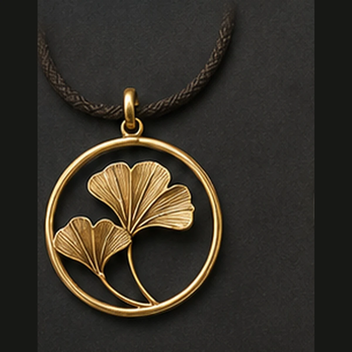 Ginkgo Circle Pendant · HJ-AD-009
