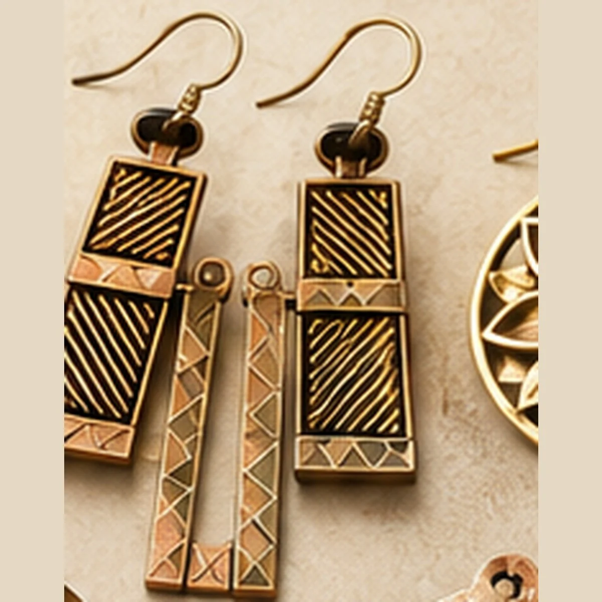Geometric Panel Earrings · HJ-AD-014