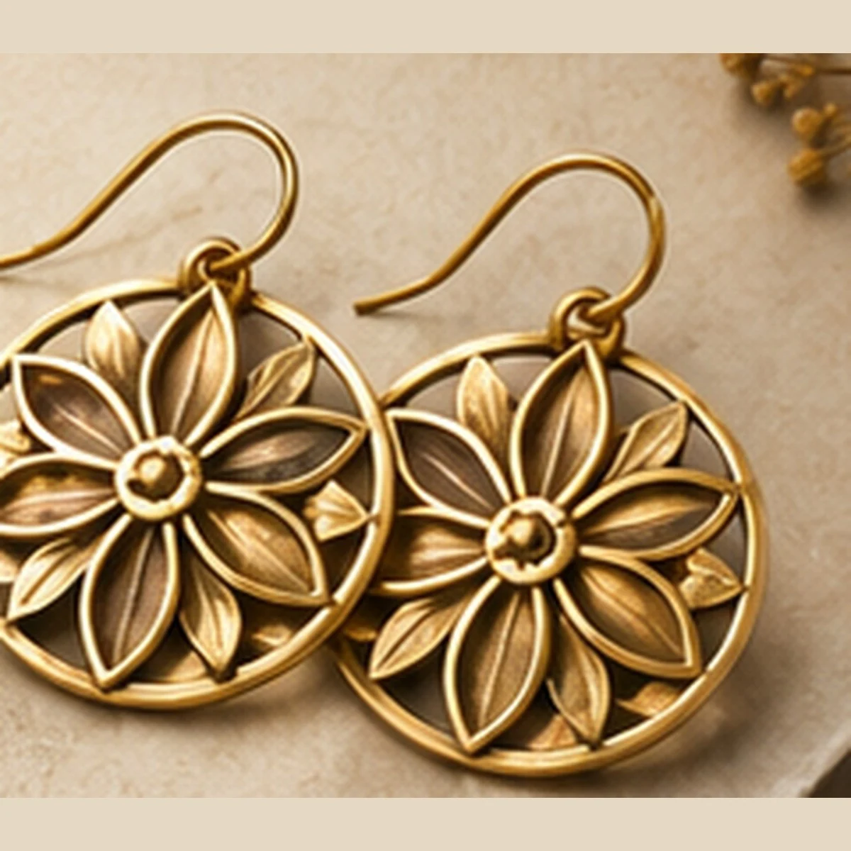 Floral Hoop Earrings · HJ-AD-015