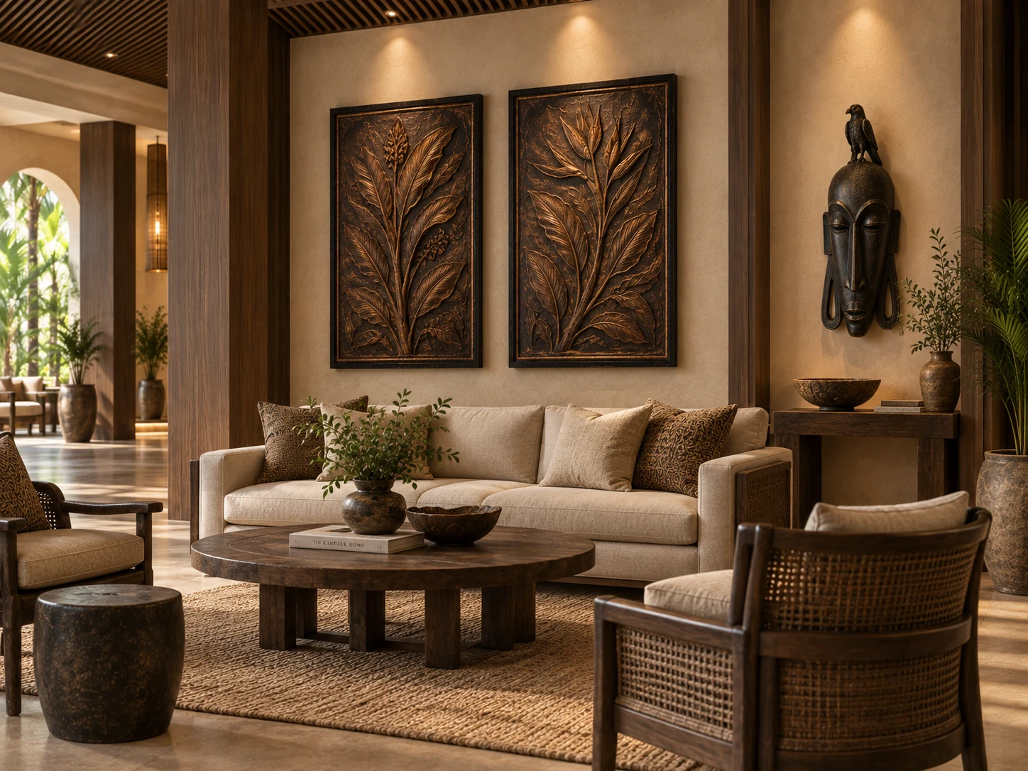 Oritva Atelier art in a warm, considered lobby interior